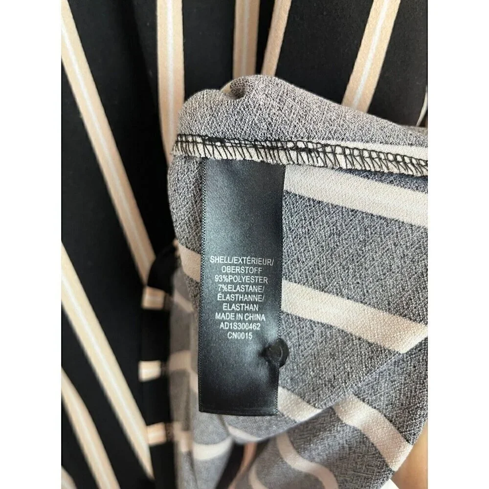 Adrianna Papell Shirt Womens Small Black Striped Yoke Office Sleek Mod Secretary